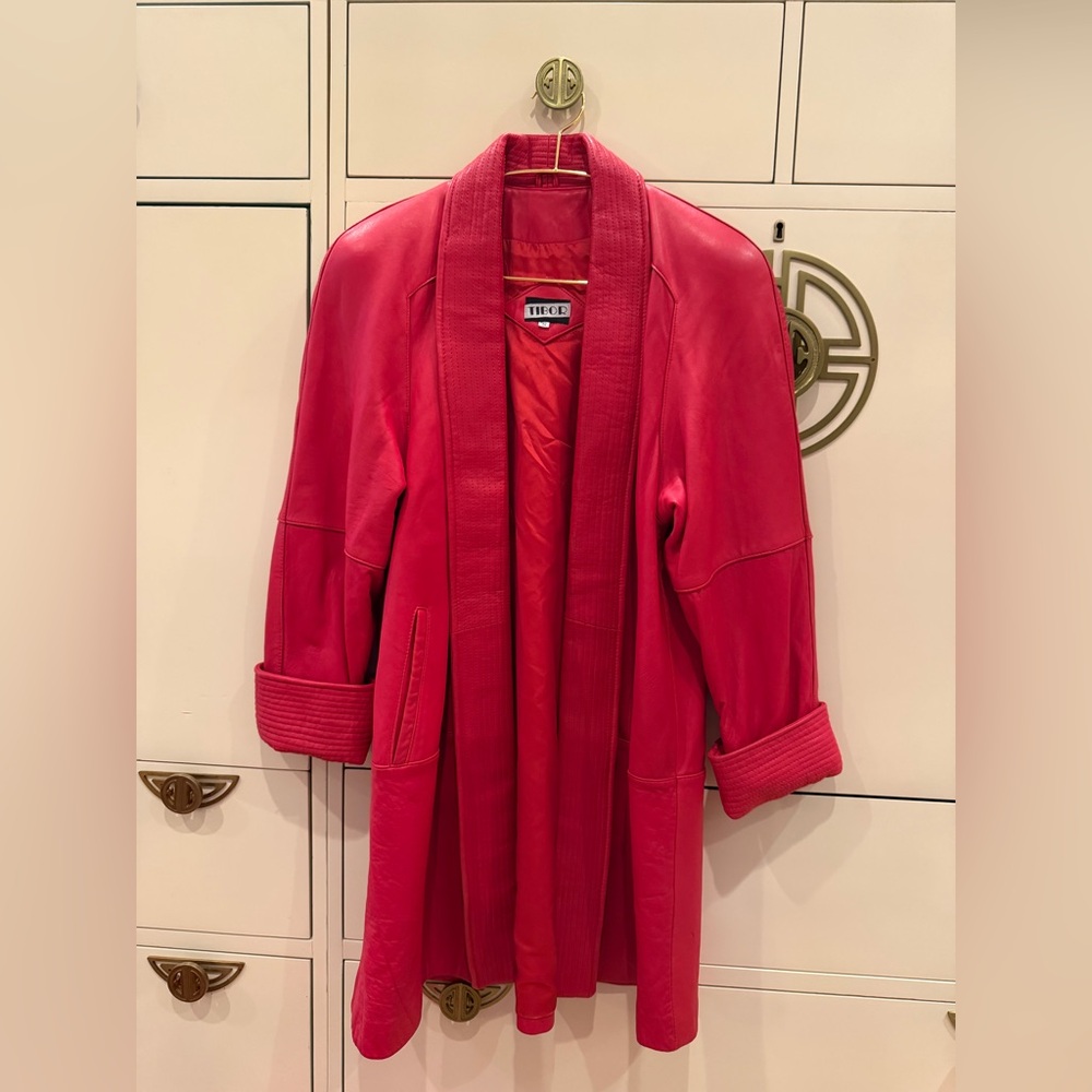 TIBRO Women's Red 100% Genuine Leather Long Jacket